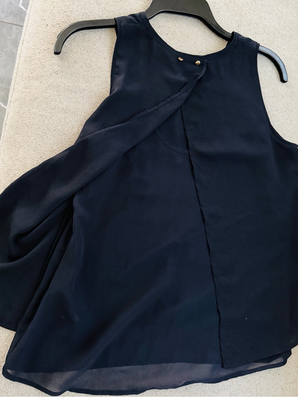 H&M Navy Sleeveless Overlay Tunic with Gold Accent